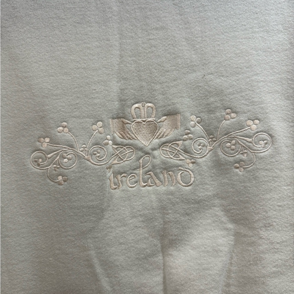 Ireland Fruit of the Loom Adult Light Cream Embroidered Crewneck Sweatshirt